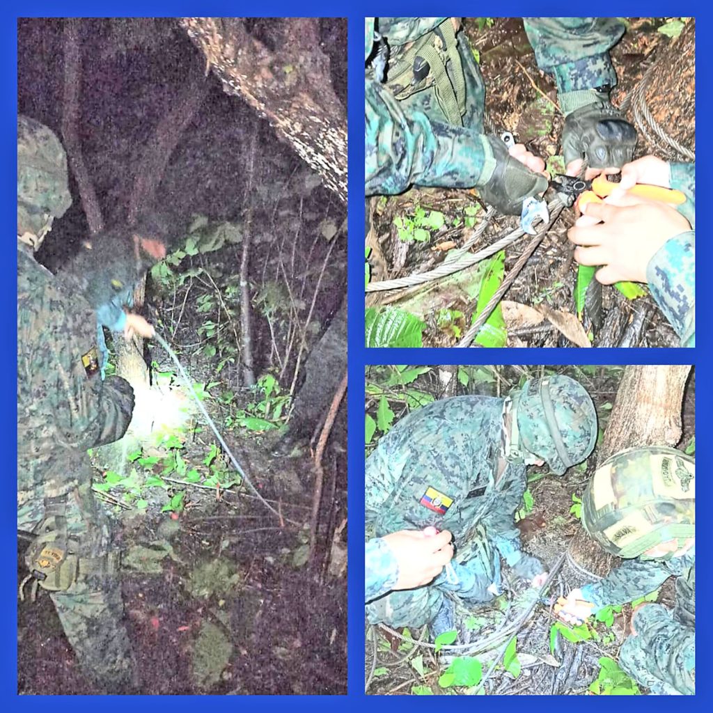 Los soldados durante un patrullaje descubrieron el cable de acero.