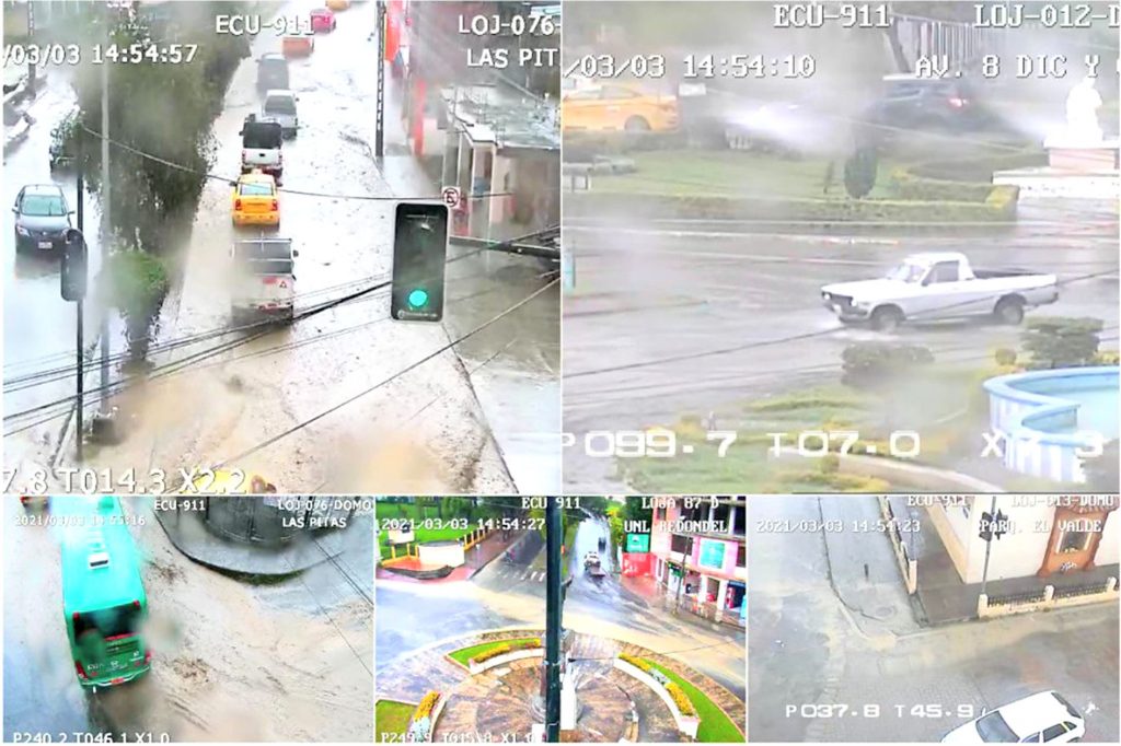 Las cámaras de vídeovigilancia monitorean los lugares en donde la lluvia hizo estragos.