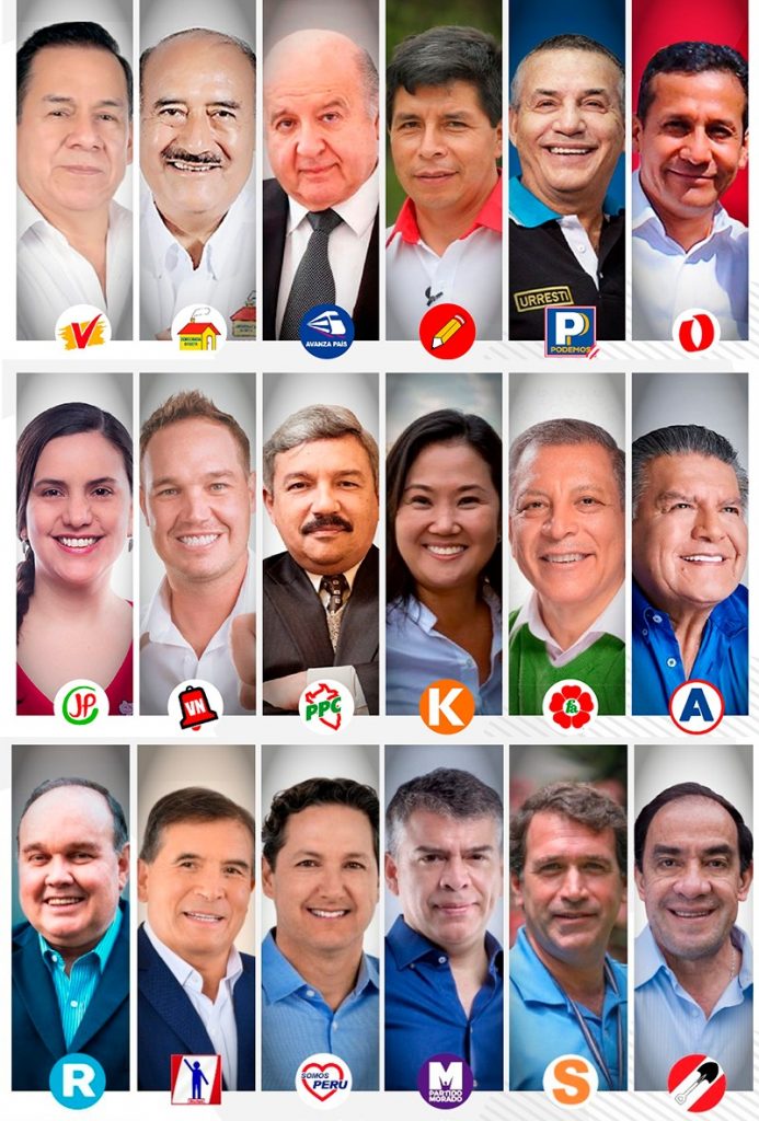 Dieciocho candidatos aspiran a convertirse en el próximo presidente del Perú.