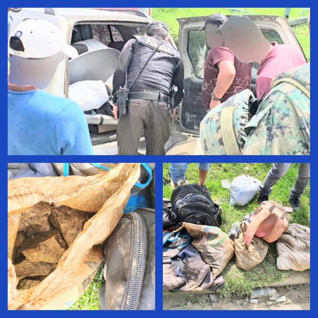 En un automóvil se transportaba el supuesto material minero.