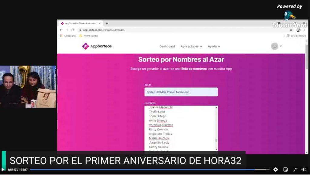 El sorteo fue transmitido en vivo la noche del último viernes por la página de Facebook de HORA32.