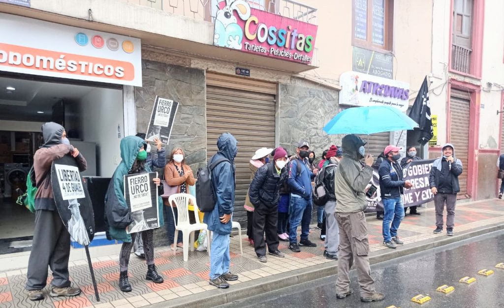 Varios plantones realizaron quienes se oponen a la minería y apoyan a Jovita C. A., Juanito A. C., Johny M. C. y Rodrigo S. T.