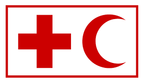 Los emblemas de Cruz Roja y Media Luna Roja.
