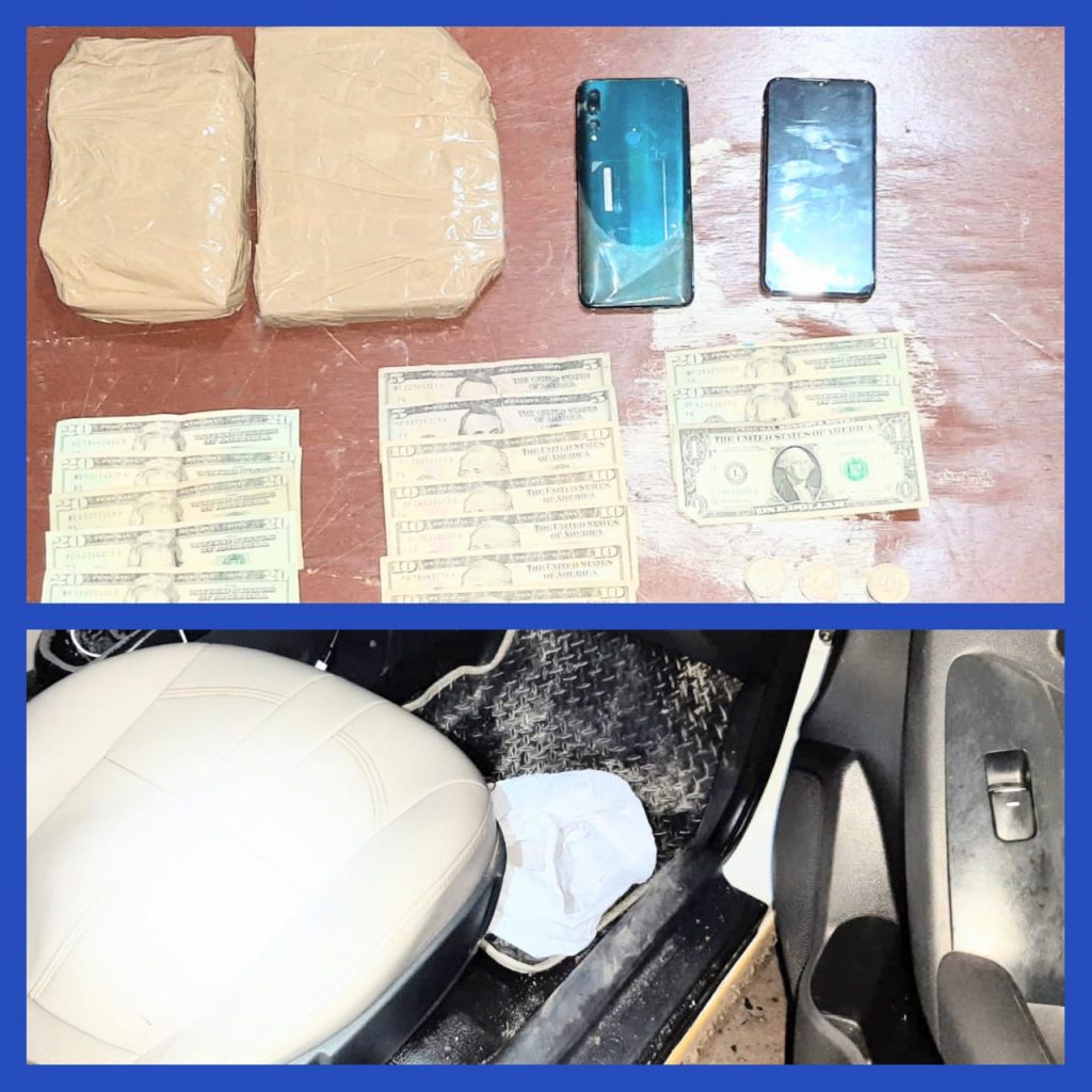 La droga se encontró en la funda plástica blanca.