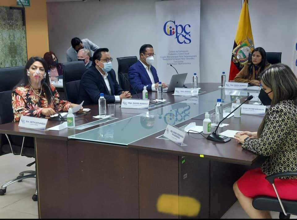 El pleno del Cpccs, durante una sesión reciente donde conoció y aceptó la renuncia de Pablo Celi a su cargo de contralor subrogante.