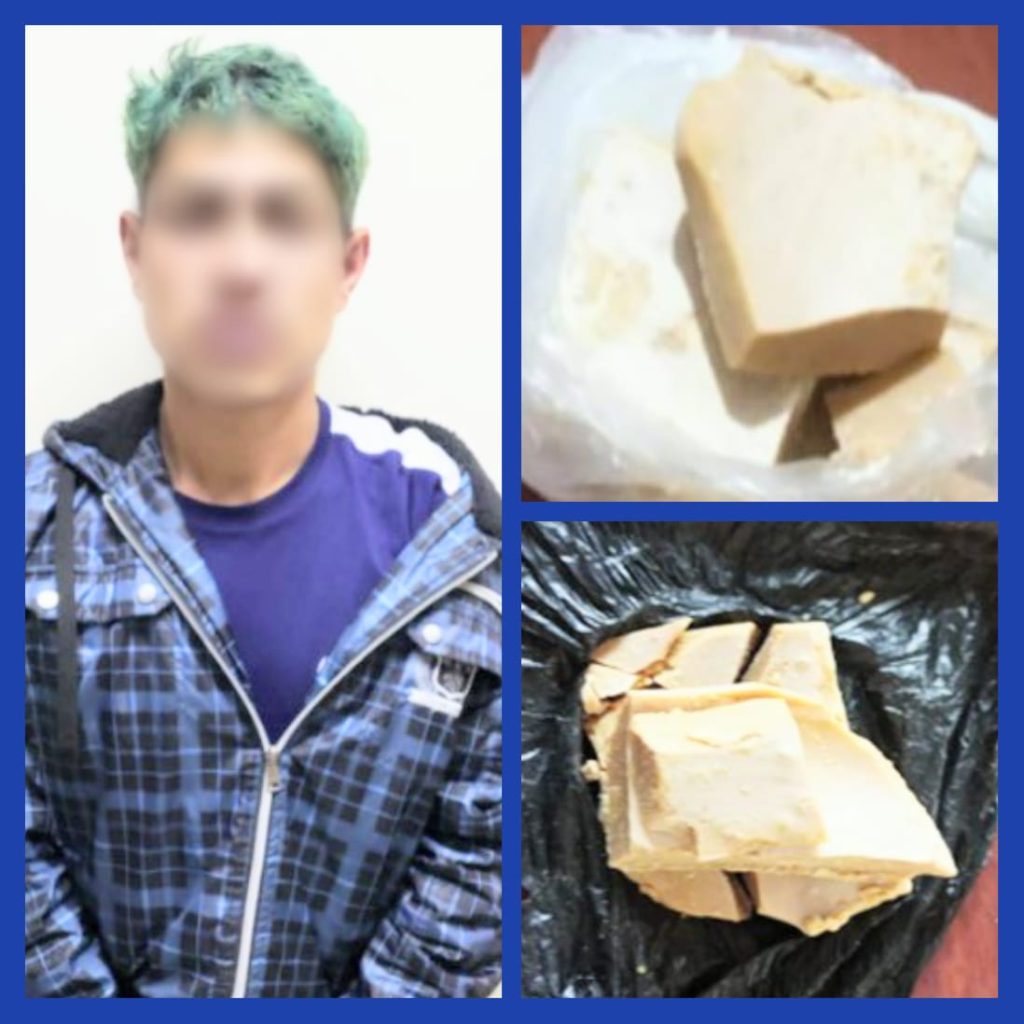 El ciudadano de origen venezolano y la droga decomisada. La fotografía superior corresponde a la base de cocaína confiscada al adolescente.