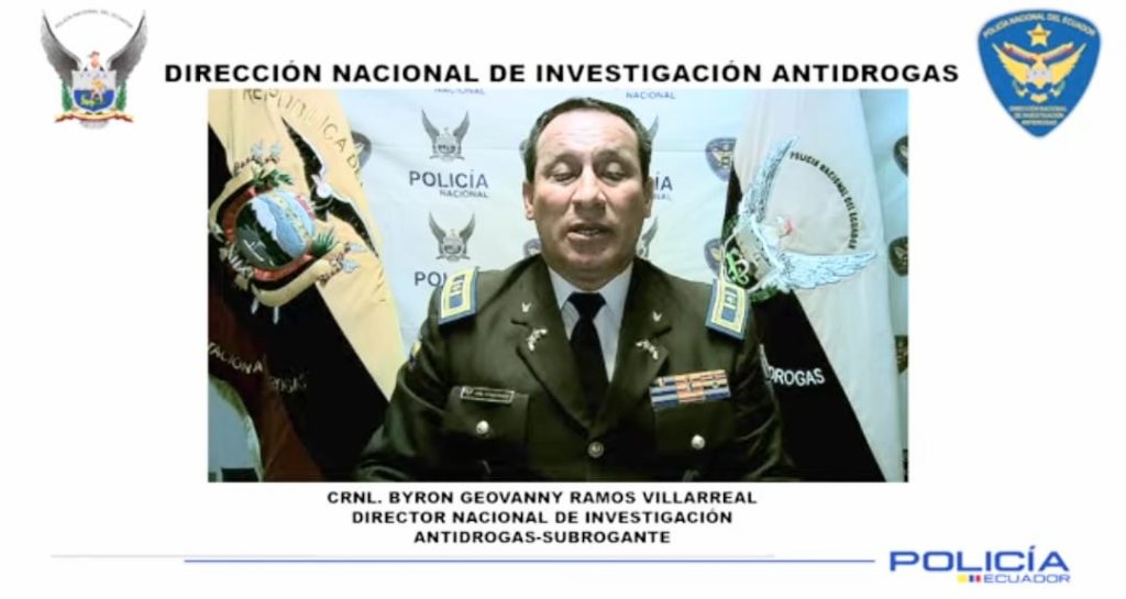 Byron Ramos Villarreal, con grado de coronel, director nacional de Investigación Antidrogas.