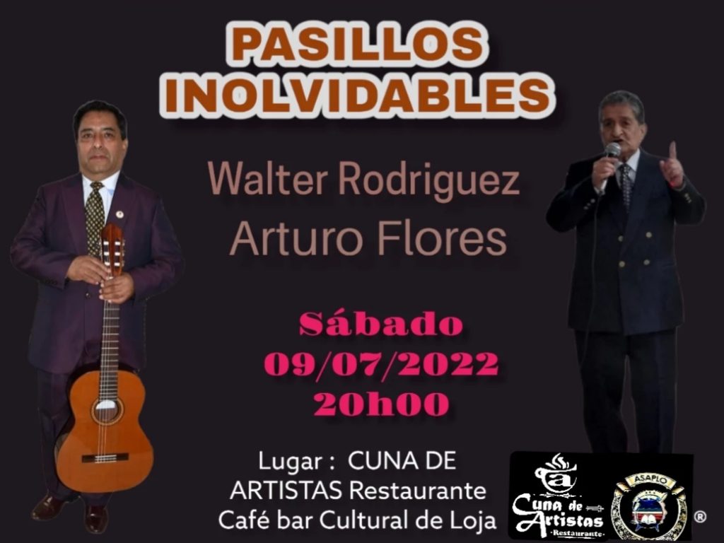 Promocional del evento de este sábado, donde se rendirá homenaje al pasillo, por medio de Walter Rodríguez y Arturo Flores.