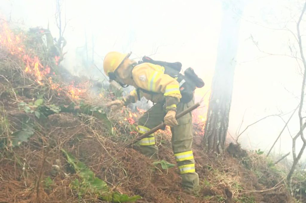 El incendio que amenazaba con expandirse fue controlado por los ‘casacas rojas’.