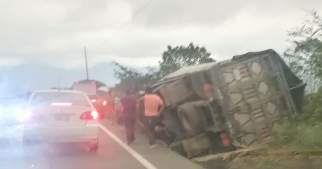 El talud natural contuvo al pesado automotor.