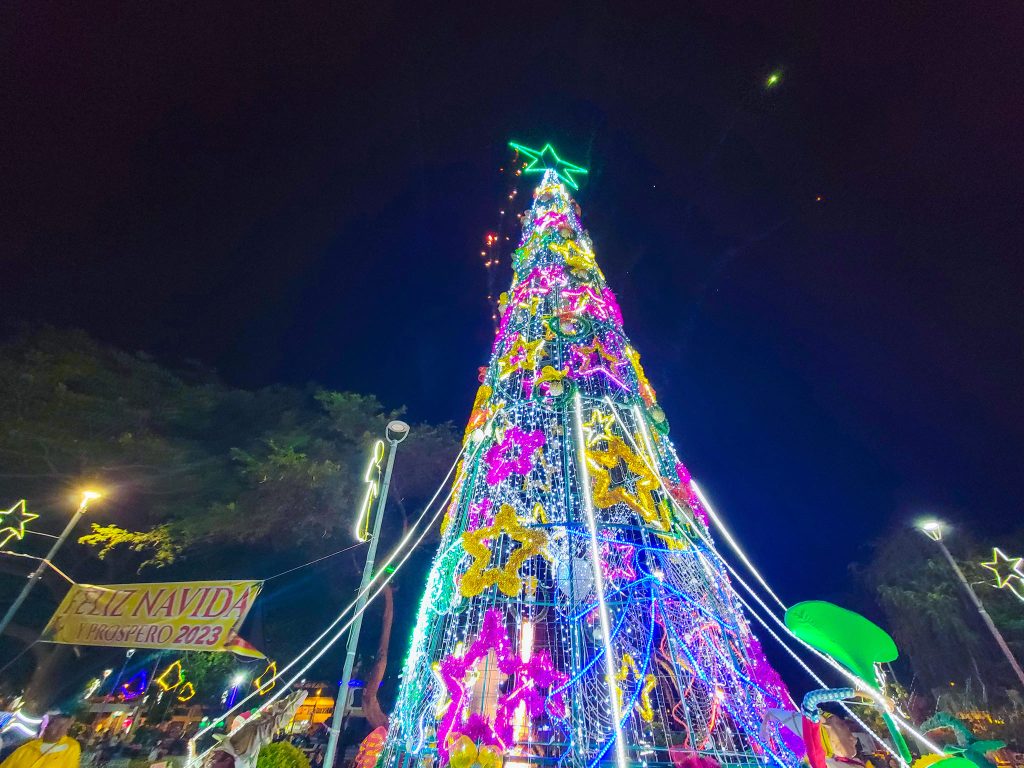 Un árbol de Navidad es parte de los adornos que se ubicaron.