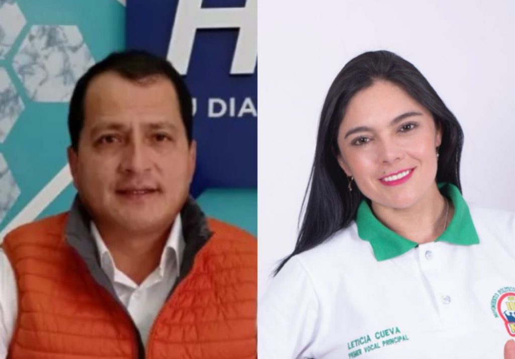 Juan Carlos Santín Calva, alcalde electo del cantón Quilanga; y Deicy Leticia Cueva Cueva, presidenta electa del Gobierno Parroquial de Fundochamba.
