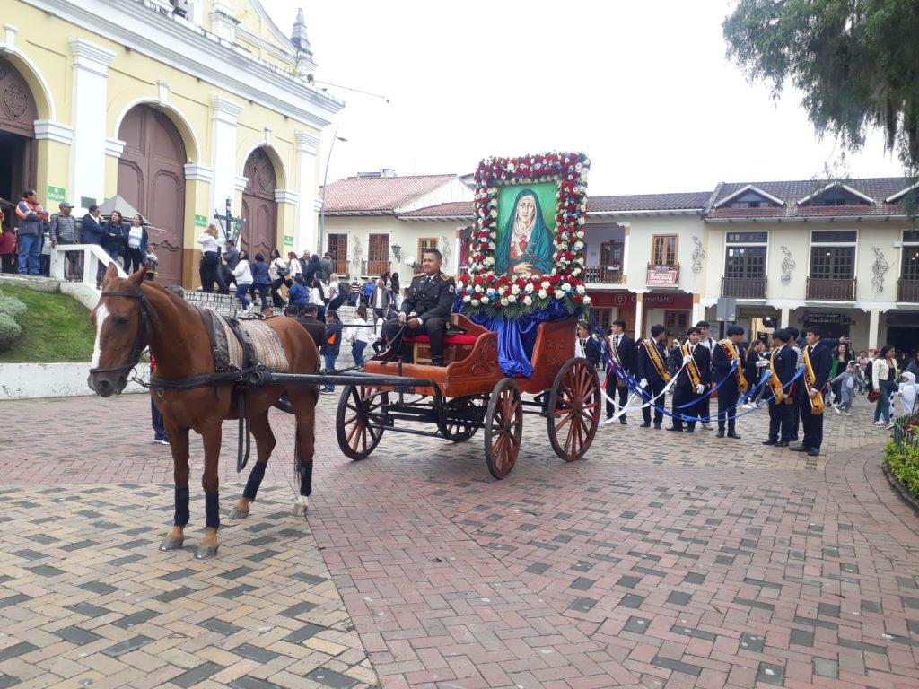 Imagen de la Virgen de La Dolorosa durante el pregón de fiestas, el lunes 17 de abril.
