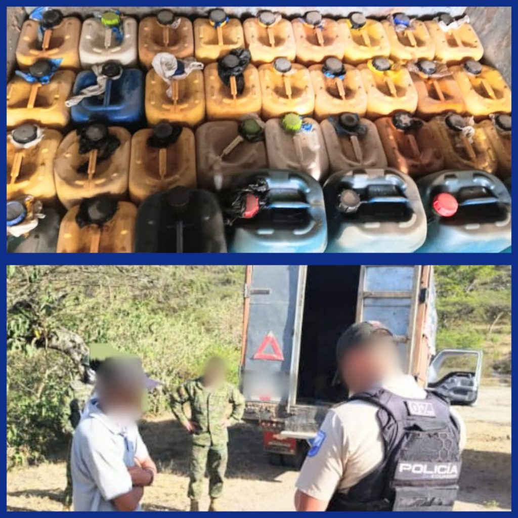 En el balde de un camión los militares encontraron combustible, presuntamente ilegal.