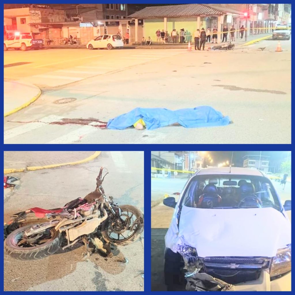 La Policía Nacional recogió los indicios del accidente de tránsito.