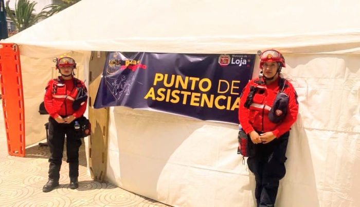 En el parque Central se ubicó el punto de asistencia.