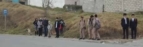 Es en estas condiciones que los moradores esperan al bus, en la avenida, considerada de alto tráfico vehicular.