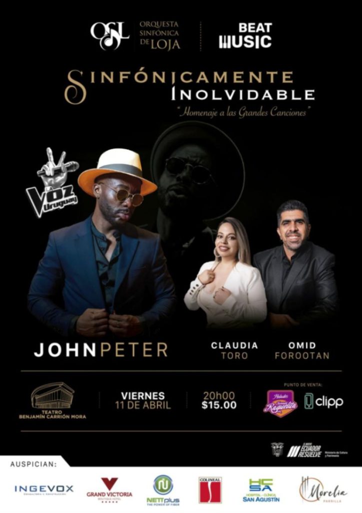 El viernes 11 de abril de 2025, el Teatro Benjamín Carrión será el escenario de un evento musical.