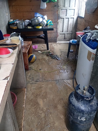 El agua ingresó con fuerza a los domicilios del barrio lojano.