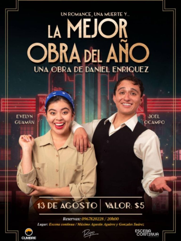 Los actores Joel Ocampo y Evelyn Guamán protagonizan 'La mejor obra del año', una comedia de microteatro.